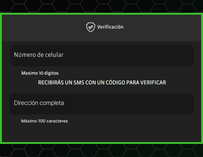 Ingreso de información de contacto